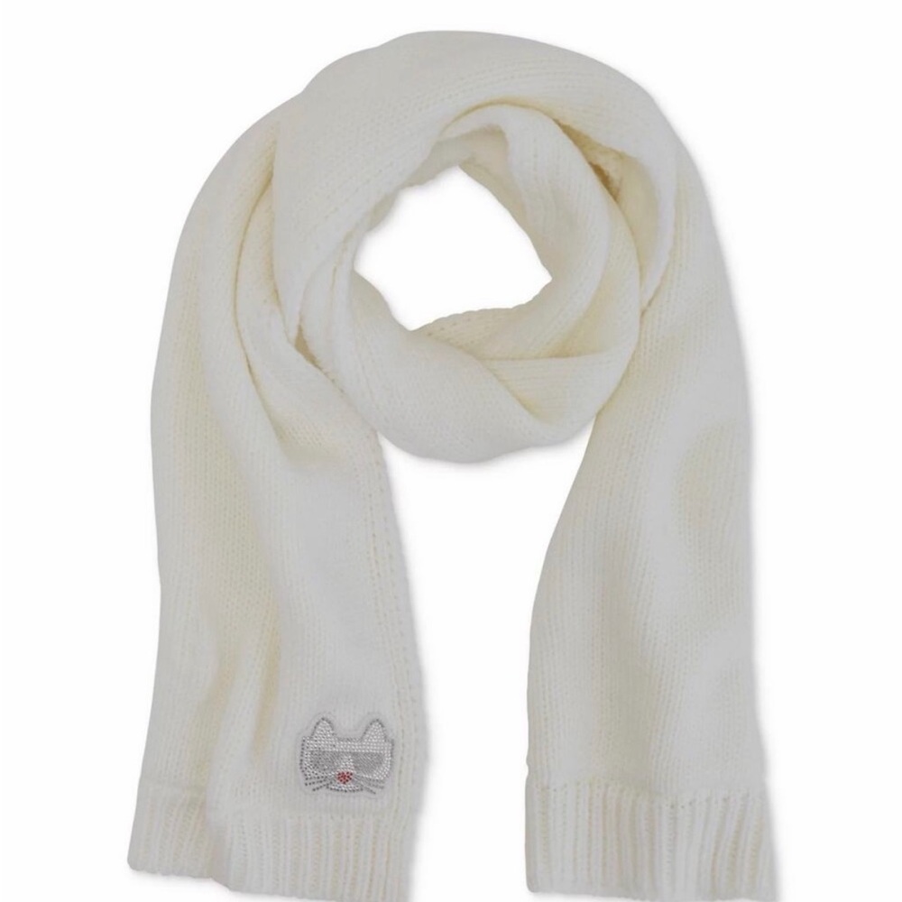 RETAIL $118 KARL LAGERFELD PARIS Women's Disco Kitty Beanie & Scarf Boxed Gift - Picture 3 of 7
